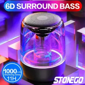 STOENGO Bluetooth Speaker – TWS Stereo, Transparent LED, TF Card