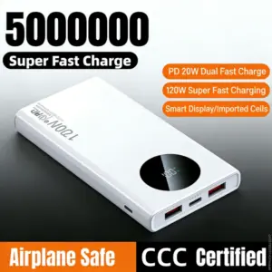 500000mAh Power Bank – 120W Fast Charging, PD20W, Digital Display