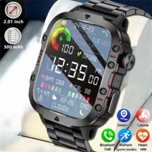KESHUYOU Outdoor Smart Watch 2.01" HD, LED Flashlight, Bluetooth Call