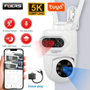 FUERS 10MP PTZ Camera – 360° WiFi, AI Detection, Outdoor CCTV