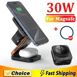 3-in-1 Foldable Wireless Charger – Magnetic Fast Charging Stand